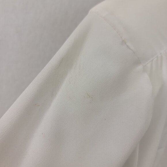 VTG Gailord White Sz 8 Lg-Slve Blouse Placket Button Front Smocked Hem *callout - Picture 11 of 12